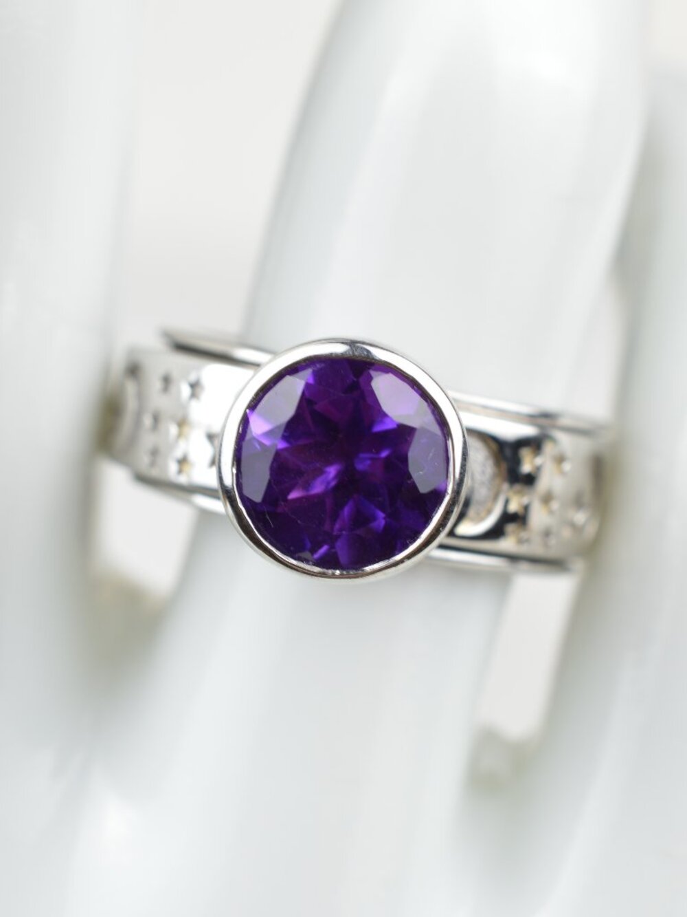 D'Joy Amethyst Celestial 925 Sterling Silver Spinner Ring Size 6 Fidget